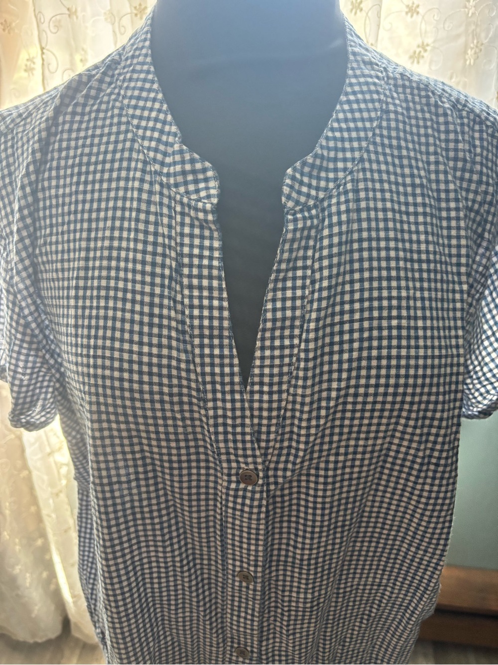 Old Navy Navy and White Gingham Button-Front Midi Dress xxl